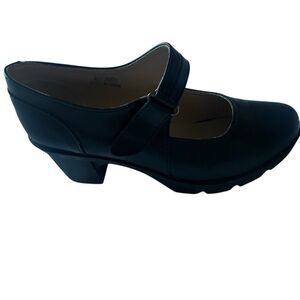 Fashion platform Mary Jane Black shoes w/Velcro Strap
